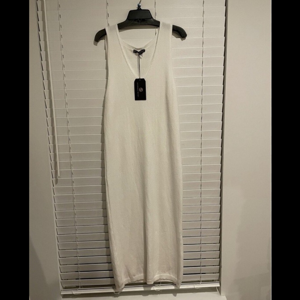 NWT Alchemia Tricot Italian Sweater DRESS White Viscose Sz Small RN 75343 Italy